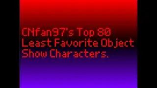 @CNfan97's Top 80 Least Favorite Object Characters.