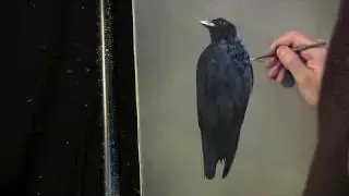Simple Crow painting lesson preview.  Full lesson available at  