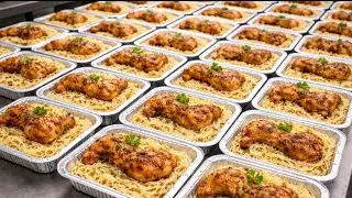 🍝🔥 أطعام ضخم من المكرونة والفراخ المشوي – منظر يخليك تاكل بعينيك!