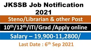JKSSB NEW POSTS|JKSSB recruitment 2021|JKSSB Jobs 2021|329 post|Librarian,Steno|JKSSB fresh jobs
