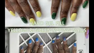 Hard Gel Fill - Yellow & Green Spring Nails