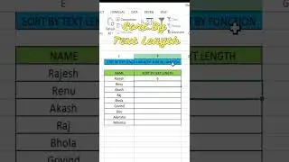 Name Sort By Text Length in Excel #Shorts  #exceltech #excelformula #exceltips