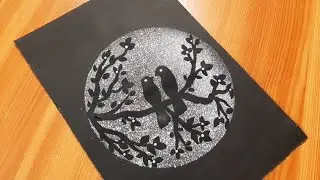 Moonlight Drawing Easy / Moonlight Love Birds Drawing