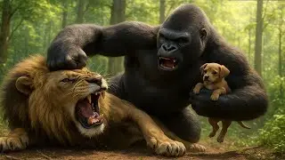 Epic Battle in the Jungle | King Kong Saves Puppy from Ferocious Lion King