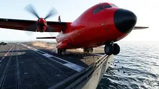 Unbelievable! C-160 Transall British Antarctic Survey Attempts a Takeoff from an Aircraft Carrier!
