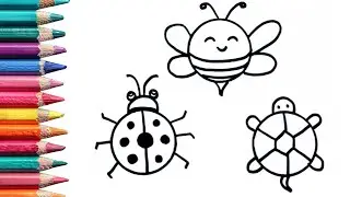 How to Draw a Ladybug, Tortoise, and Bee | Easy Circle Drawing for Kids, Parents, and Teachers