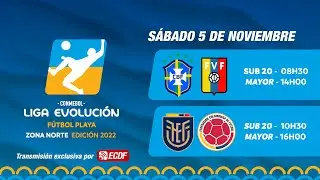 Conmebol Liga Evolución - Futbol Playa Fecha 4 : Brasil Vs Venezuela / Ecuador Vs Colombia