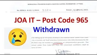 JOA IT 965 post code withdrawn