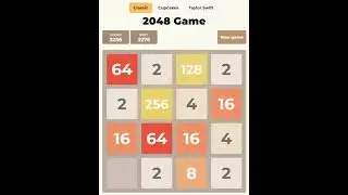 Classic 2048 game (first attempt of trying to reach 2048)