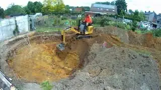 Geodesic dome geothermal tube installation time lapse