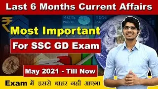 Last 6 Months Current Affairs | Important for SSC GD Exam 2021 | May 2021- Till Now