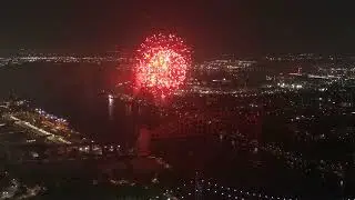 July 4th rehearsal fireworks on Randalls Island fireworks drone 4k