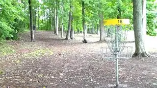 Disc golf ace Triad Park Hole #18 Clean skip on the perfect line