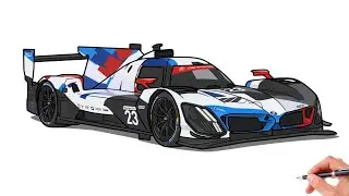 How to draw a BMW M HYBRID V8 / drawing BMW LMDH sports car