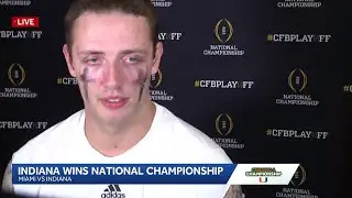 Miami quarterback Carson Beck speaks after the national championship game against Indiana