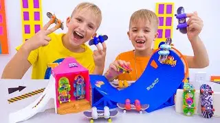 Vlad v&agrave; Niki vui chơi với v&aacute;n trượt v&agrave; v&aacute;n trượt Hot Wheels