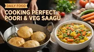 Cooking Poori & Veg Saagu #food #cooking #trending #trend #vlog #vlogs #breakfast #southindianfood 