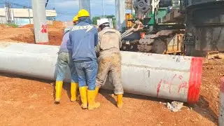 Welding Spun Pile Diameter 80cm Pile Driving Work