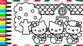 Hello Kitty 🎀 Draw and Colour | Cute & Easy High School Drawing 🖍️💖