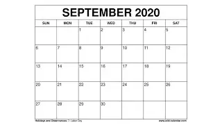 Free Printable September 2020 Calendar - Wiki-Calendar.Com