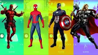 DeadPool 🆚 Spiderman 🆚 Captain America 🆚 Thor | Marvel Heroes | Tiles Hop Fun Ball