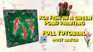 Mini canvas of orange koi fish swimming 🐠 | koi fish | easy painting | full tutorial 
