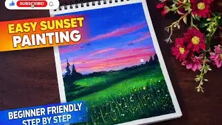 Easy Sunset Landscape Painting 🌅 | Acrylic Painting for Beginners | Art & Painting Gallery