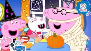 Pumpkin Carving! 🎃🐷 to Row Row Your Boat 👻🎵 Halloween Songs & Nursery Rhymes Peppa Pig Cartoon Songs