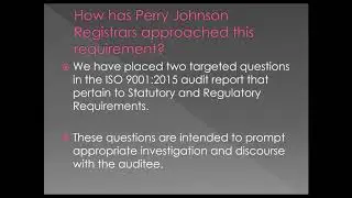 Statutory and Regulatory Requirements - Expectations in an ISO 9001 QMS Audit