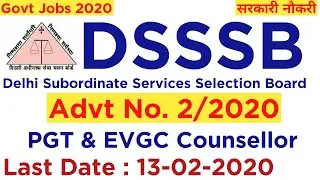 DSSSB Advt no. 2/2020 | DSSSB PGT Exam 2020 | DSSSB PGT Vacancy 2020 | PGT, EVGC | Employments Point