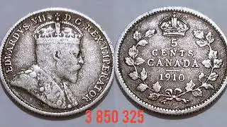CANADA SILVER 1910 5 Cents Coin VALUE + REVIEW EDWARD VII