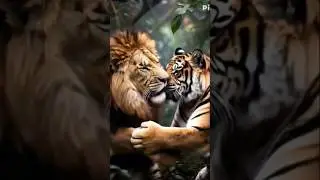 tiger 🐯 and 🦁 fight #trendingvideo #lionking #tigerinside