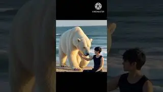 BTS V's unexpected beach buddy! 🐻&zwj;❄️💜 #shorts #taehyung #bts #ai