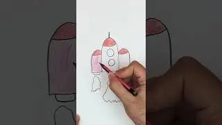 How to draw space rocket for kids 🚀 #toddlers #preschool #draw #painting #preschoolactivities