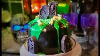 Halloween Graveyard Cake