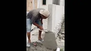 Amazing technique to plaster the wall of fence foundation 