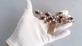 Gold bridal hair comb with Burgundy and pink opal crystals. Custom for Shannon