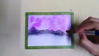 PAINTING CHALLENGE DAY 1/ VIOLET MOUNTAIN ABSTRACT