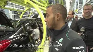 Nico Rosberg and Lewis Hamilton visiting Sindelfingen plan of Daimler 2013