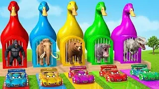 Long Slide Game with Cow Elephant Gorilla Hippopotamus Tiger 3d Animal Game Funny 3d Animals