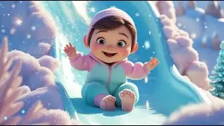 Penguin Baby at the Ice Slide | Slide and Play Song | Nursery Rhymes and Baby Learning Songs