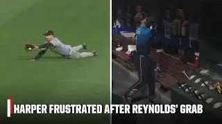 Bryce Harper slams his helmet in dugout after Bryan Reynold&rsquo;s diving catch | ESPN MLB