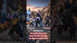 StronkSydneyCat And StronkGodzilla Vs MechaHybridzilla - #edit #editing #edits #ai #cartoon #aiart