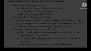 SSLC Question Paper 2022 (Sample) | Chemistry | Half yearly sample