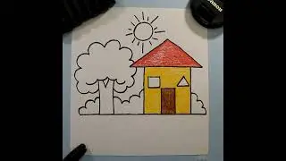 Simple nature drawing 🏠🌳 #shorts#drawing  #love#youtubeshorts#music#trending #viralvideo #tree love 