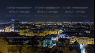 Old town of Zagreb at night timelapse. Zagreb, Croatia
