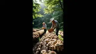 Shiitake Mushroom Harvest &ndash; Logs Covered in Delicious Fungi