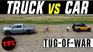 We Didn&rsquo;t Expect To Tear Off The Bumper - Ford Bronco vs Diesel Ram 2500 Tire-Smoking Tug-of-War!