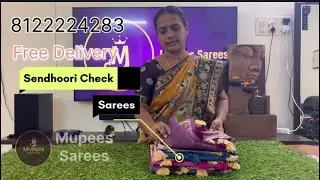 Sendhoori Check Sarees🥻just 699/- free delivery contact 8122224283#muppessarees #freeshipping