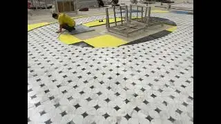 White And Black Marble Waterjet Medallions Tiles